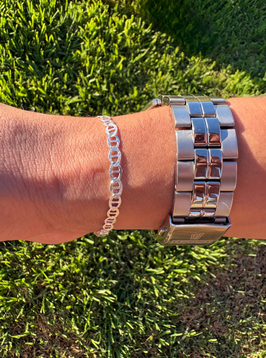 Conjunto Icon Cadena y Pulsera · Fina Plata Italiana 925 - PIZANI